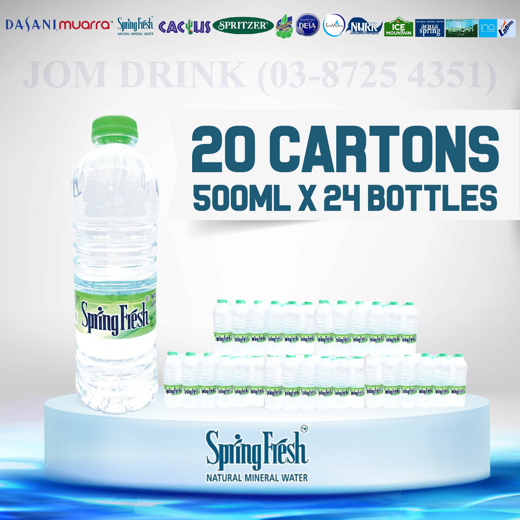 PACKAGES OF 20 BOXES : SPRINGFRESH MINERAL WATER 500ML