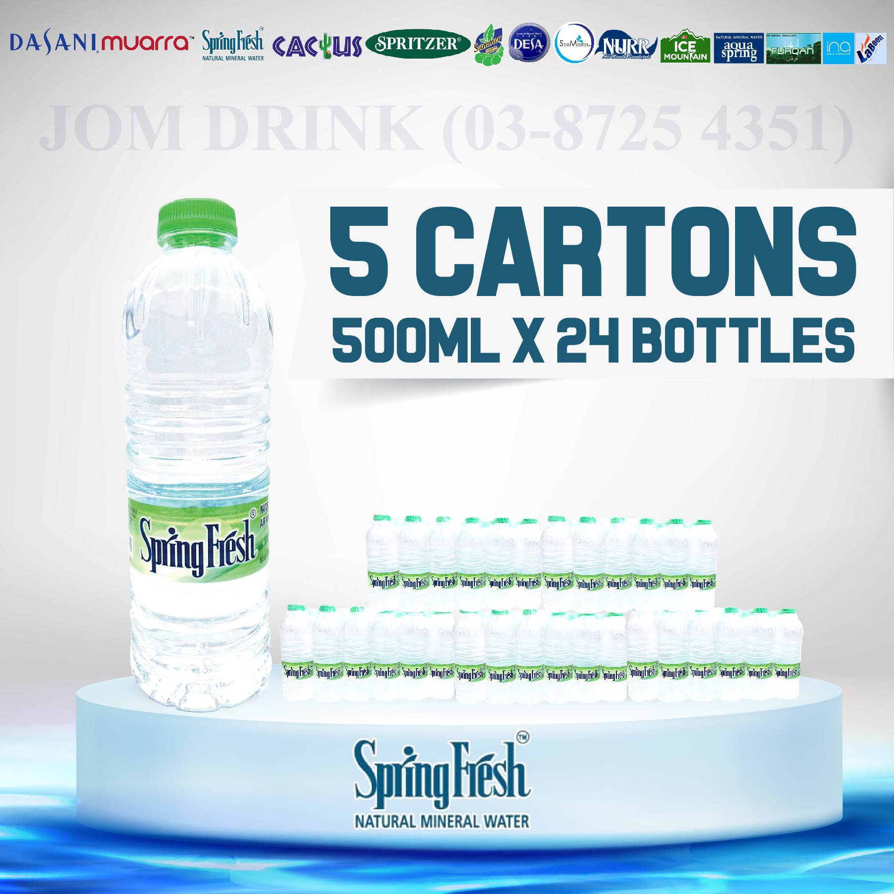 PACKAGES OF 5 BOXES : SPRINGFRESH MINERAL WATER 500ML