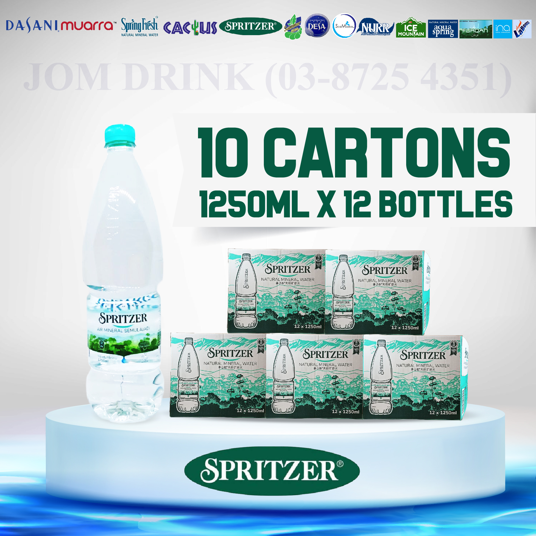 PACKAGES OF 10 BOXES : SPRITZER MINERAL WATER 1250ML