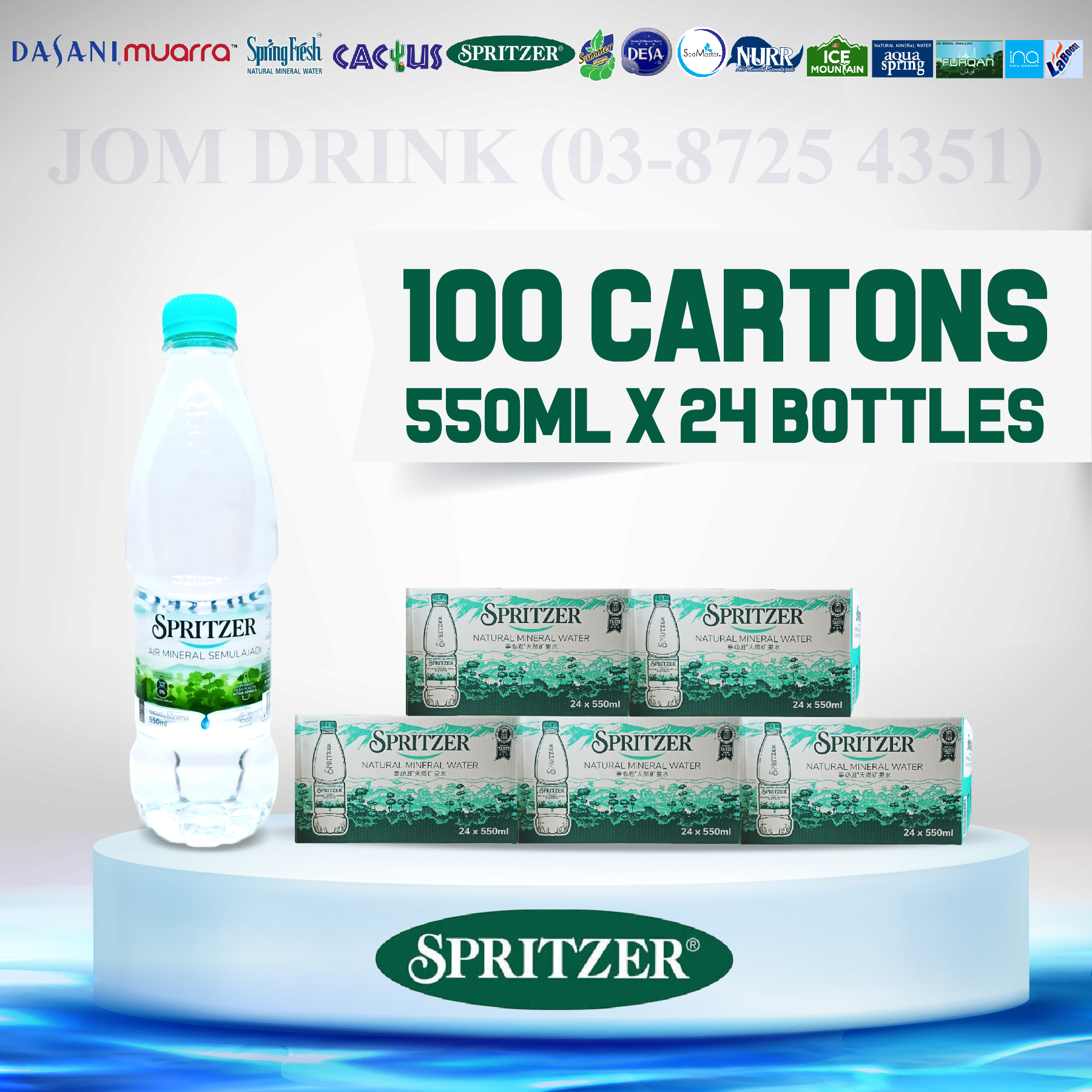 PACKAGES OF 100 BOXES : SPRITZER MINERAL WATER 550ML