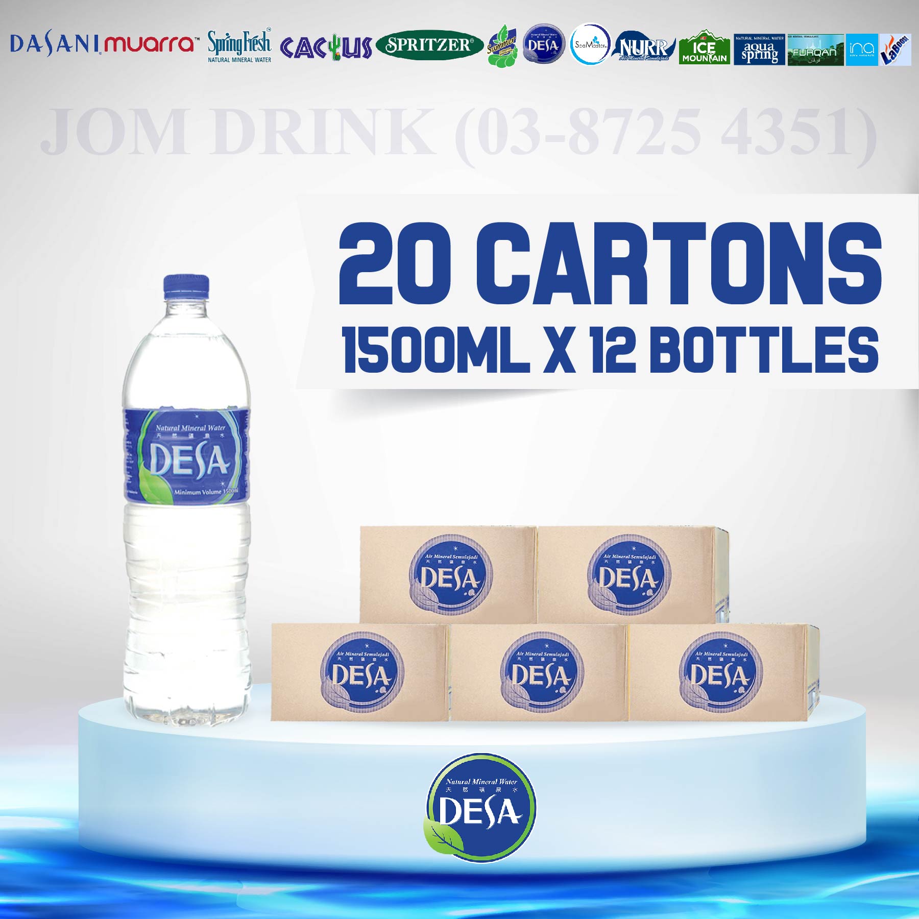 PACKAGES OF 20 BOXES : DESA MINERAL WATER 1500ML
