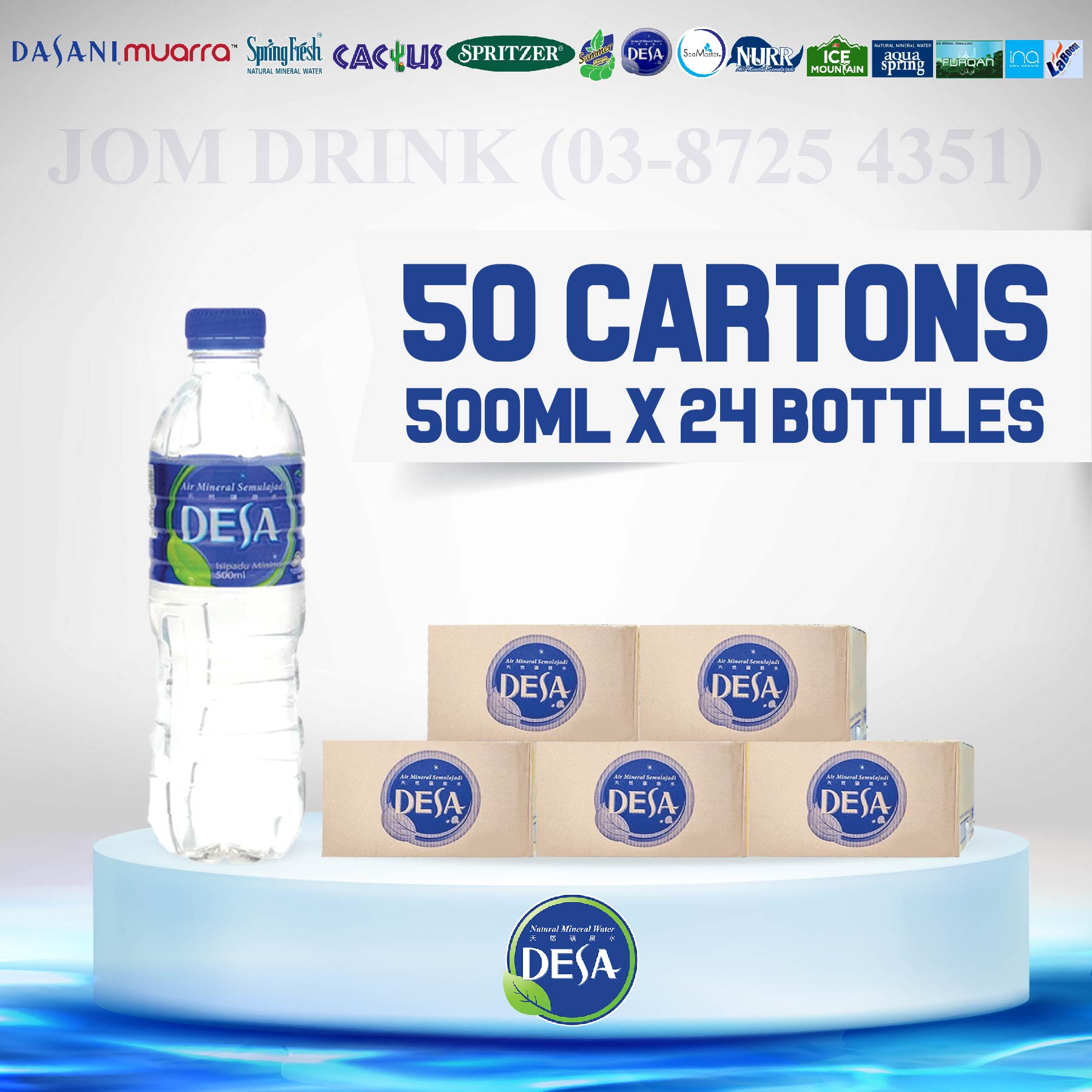 PACKAGES OF 50 BOXES : DESA MINERAL WATER 500ML