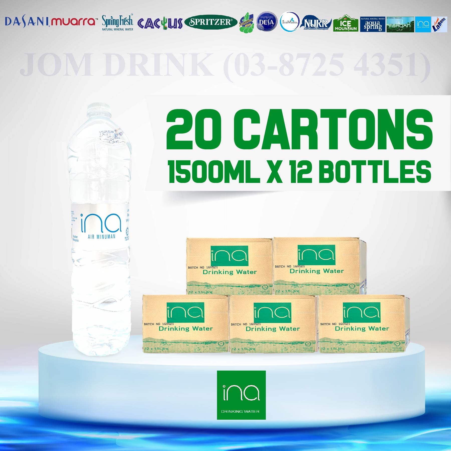 PACKAGES OF 20 BOXES : INA DRINKING WATER 1500ML