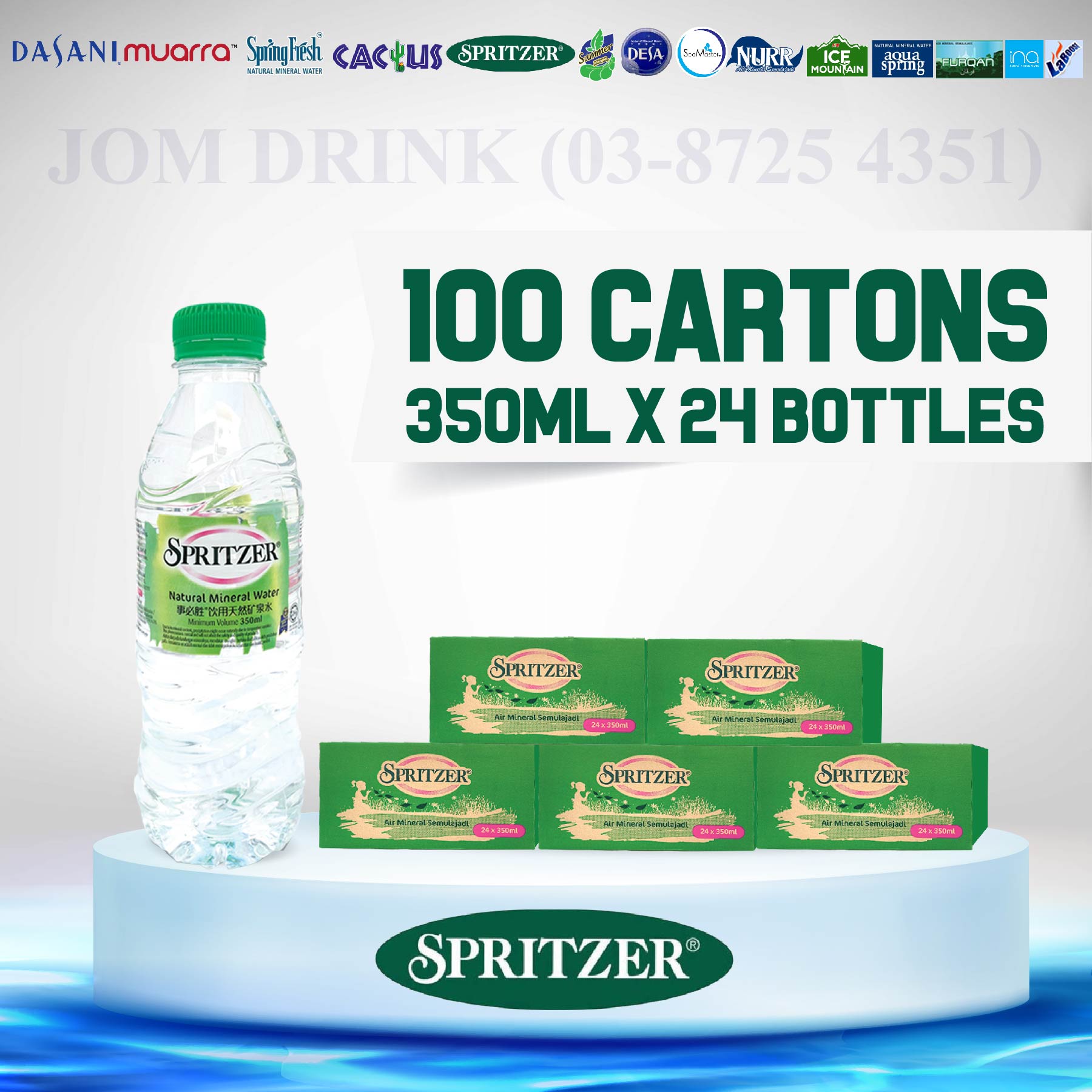 PACKAGES OF 100 BOXES : SPRITZER MINERAL WATER 350ML
