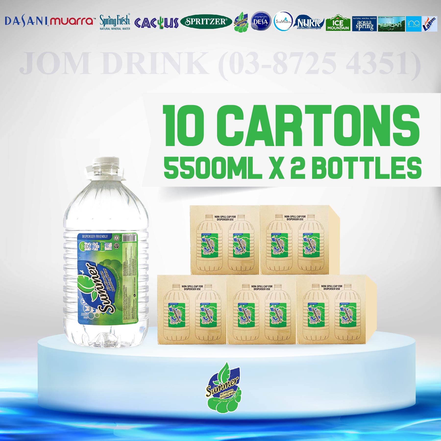 PACKAGES OF 10 BOXES : SUMMER DRINKING WATER 5500ML