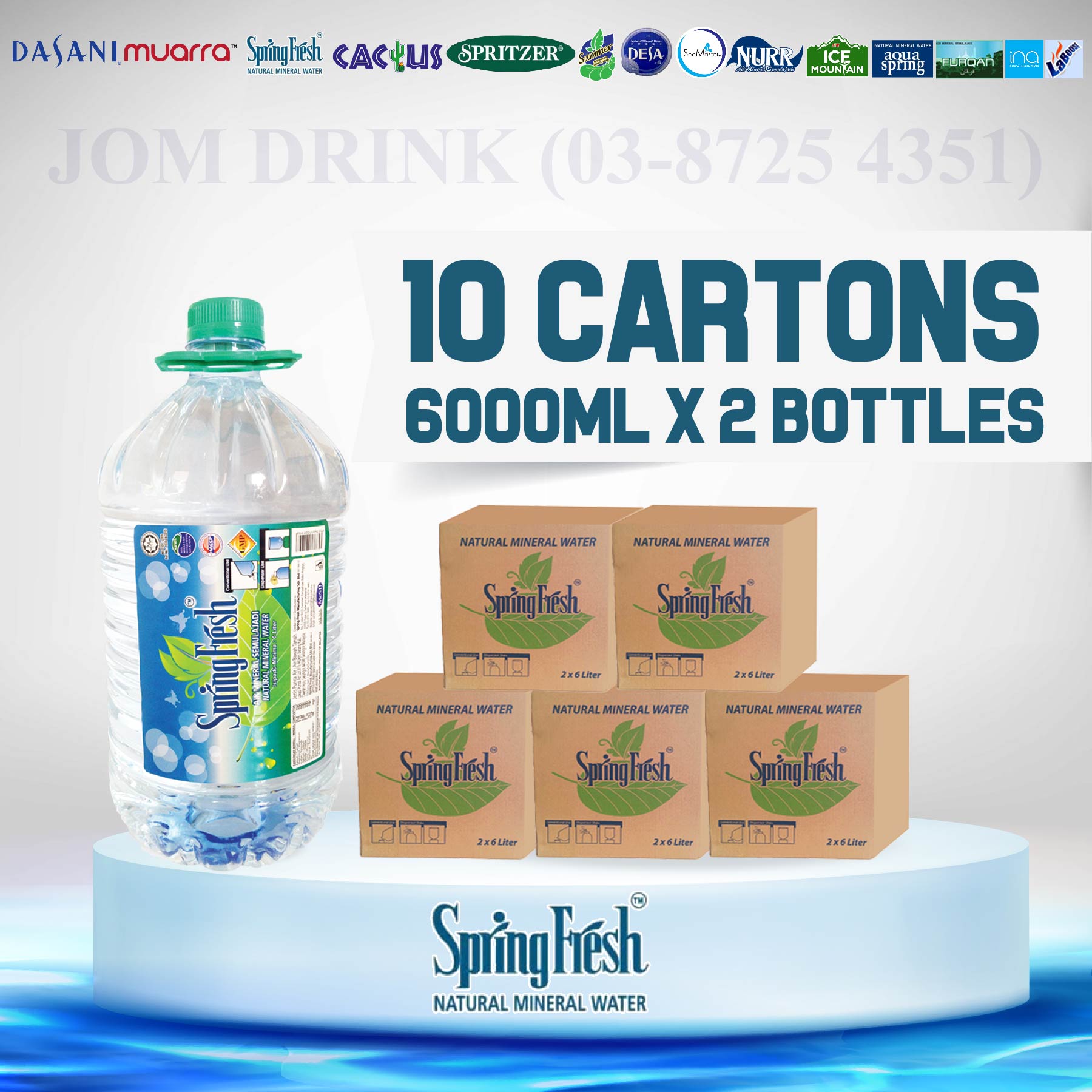 PACKAGES OF 10 BOXES : SPRINGFRESH MINERAL WATER 6000ML