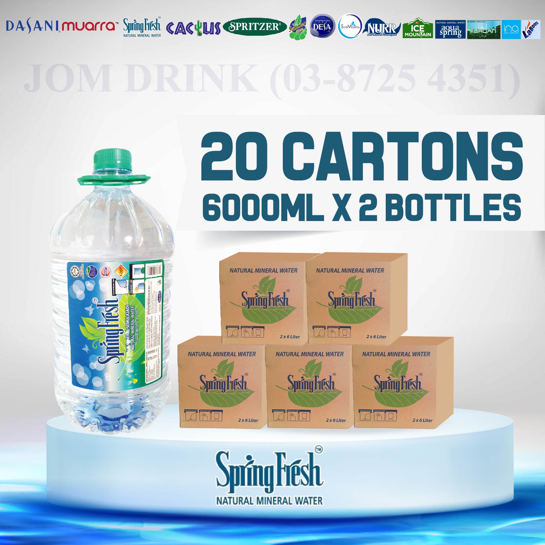 PACKAGES OF 20 BOXES : SPRINGFRESH MINERAL WATER 6000ML