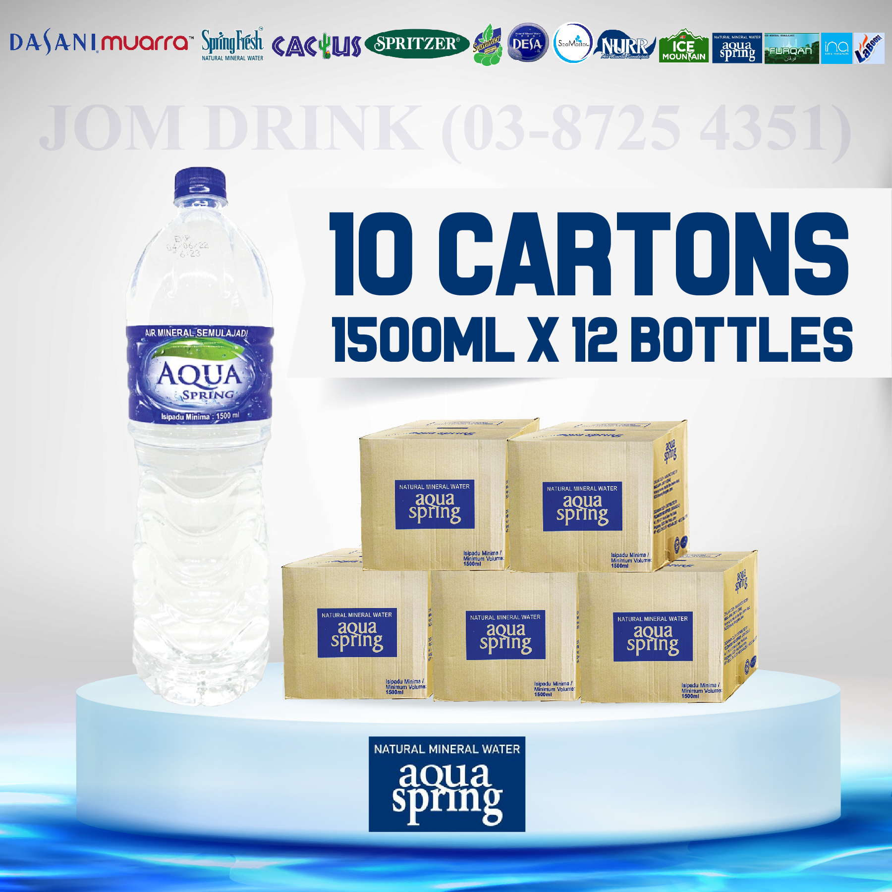 PACKAGES OF 10 BOXES : AQUA SPRINGS MINERAL WATER 1500ML