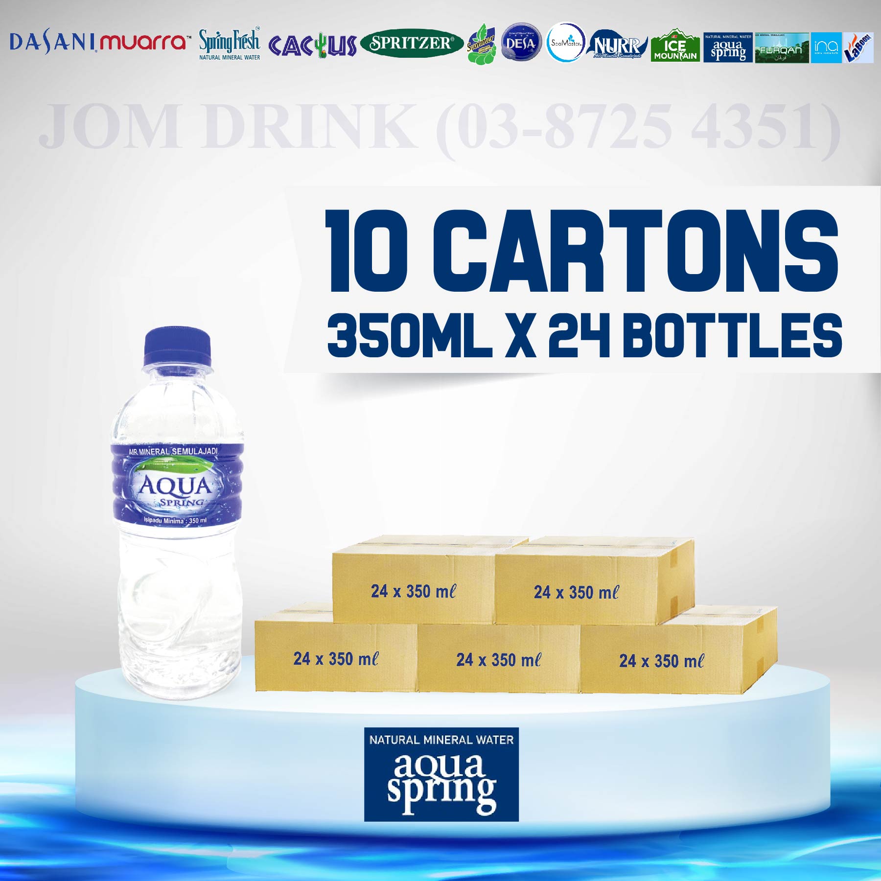 PACKAGES OF 10 BOXES : AQUA SPRINGS MINERAL WATER 350ML