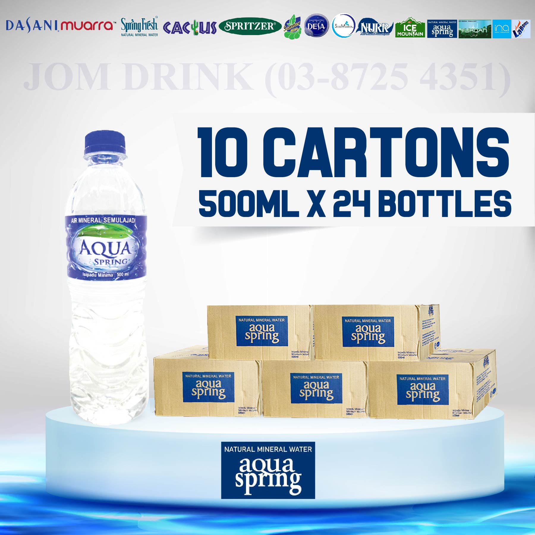 PACKAGES OF 10 BOXES : AQUA SPRINGS MINERAL WATER 500ML