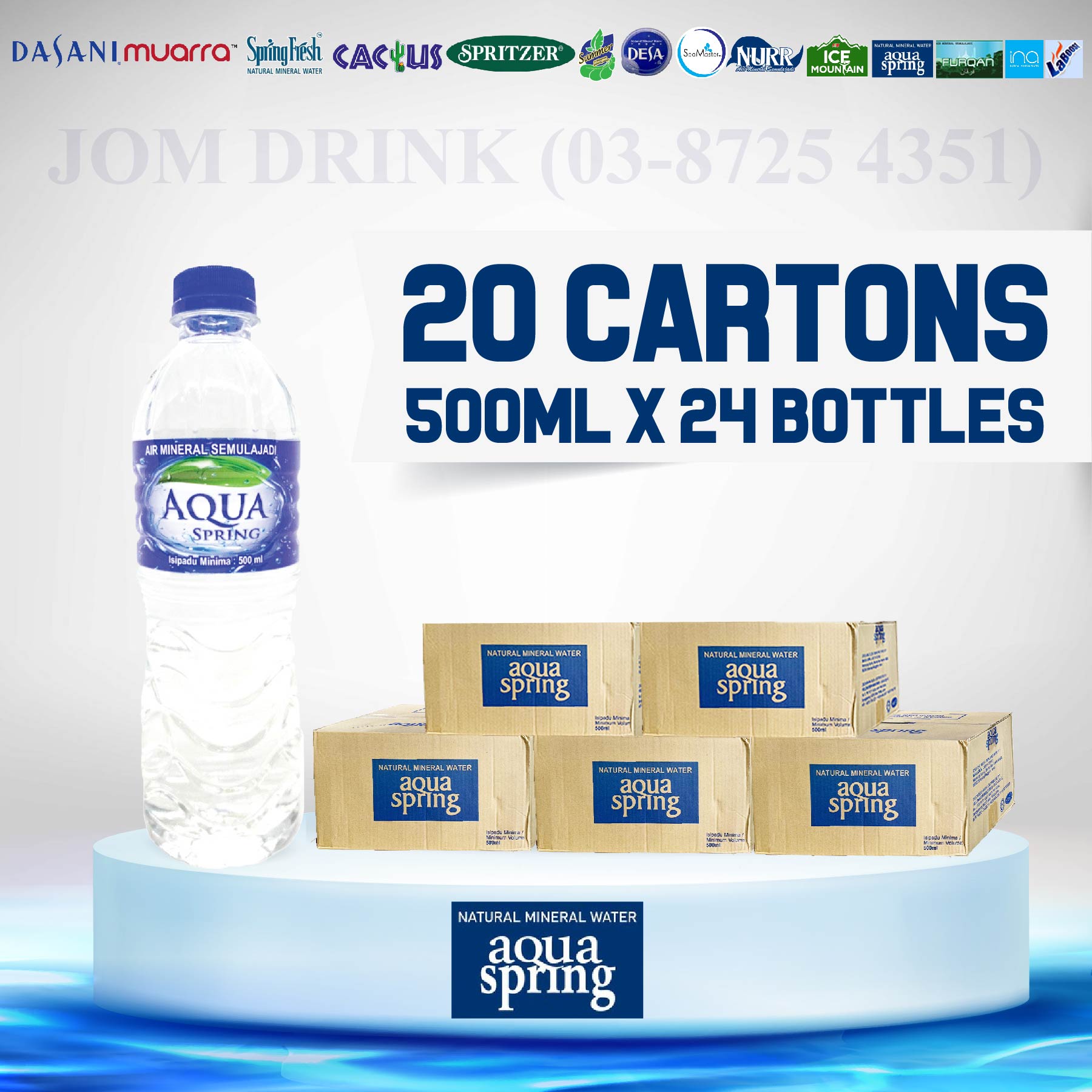 PACKAGES OF 20 BOXES : AQUA SPRINGS MINERAL WATER 500ML