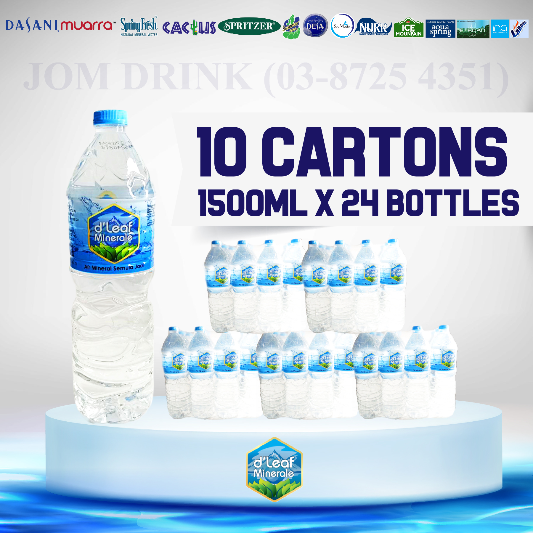 PACKAGES OF 10 BOXES : D’LEAF MINERALE MINERAL WATER 1500ML