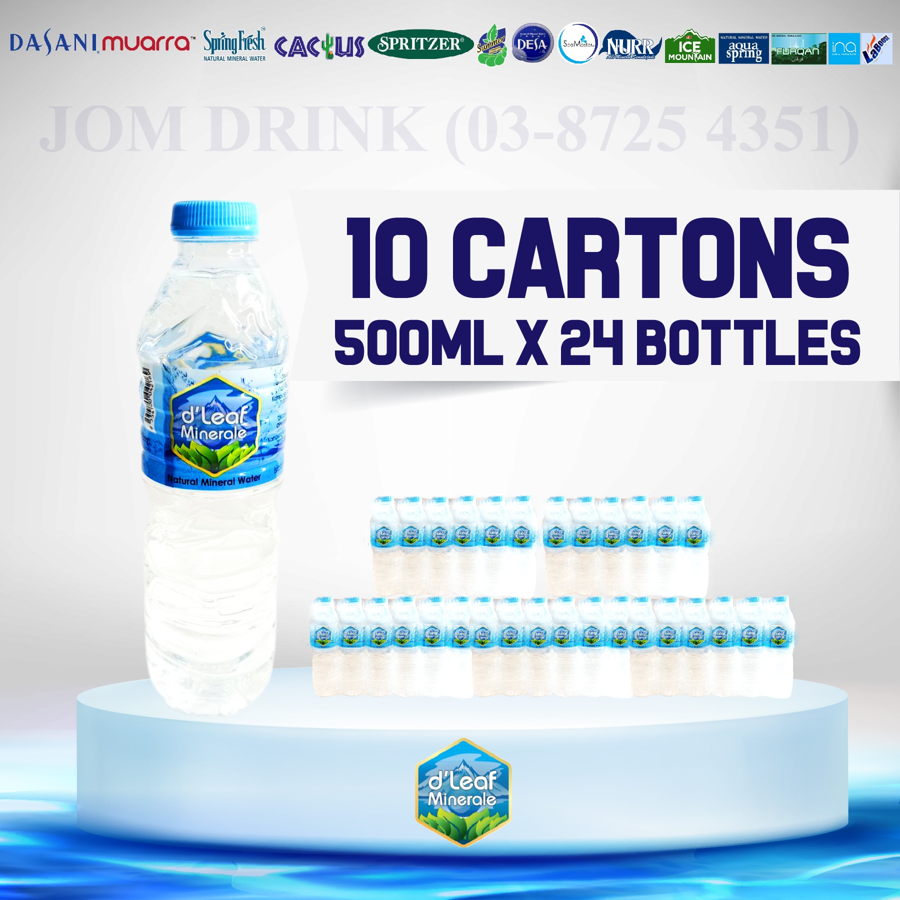PACKAGES OF 10 BOXES : D’LEAF MINERALE MINERAL WATER 500ML