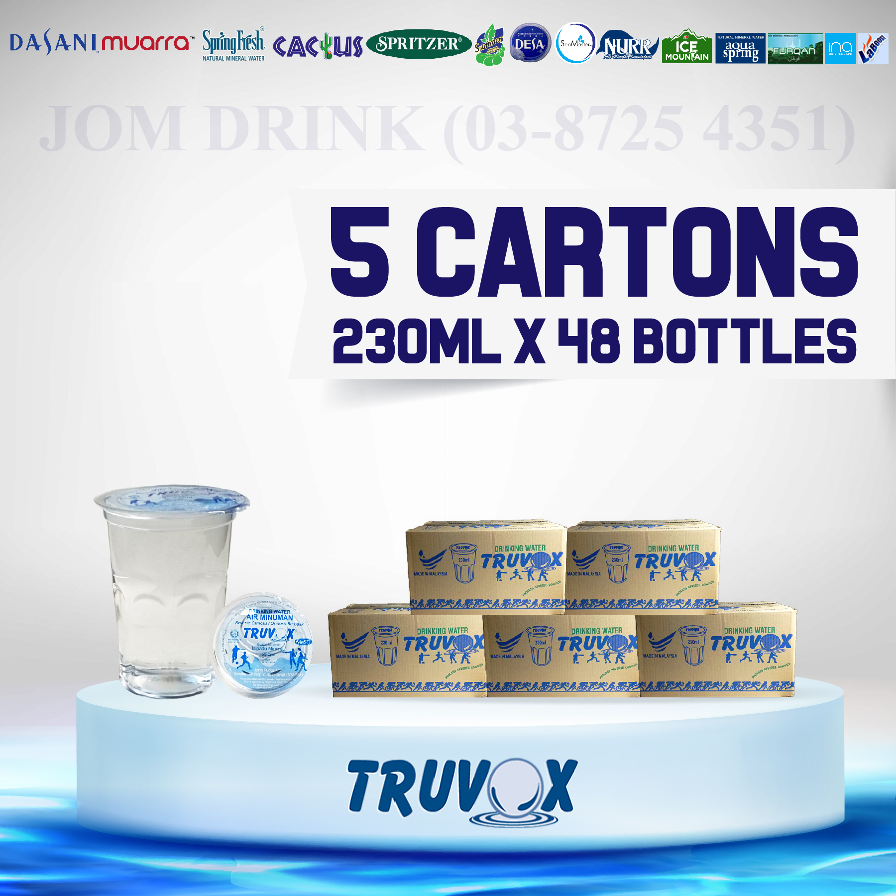 PACKAGES OF 5 BOXES : TRUVOX DRINKING WATER 230ML