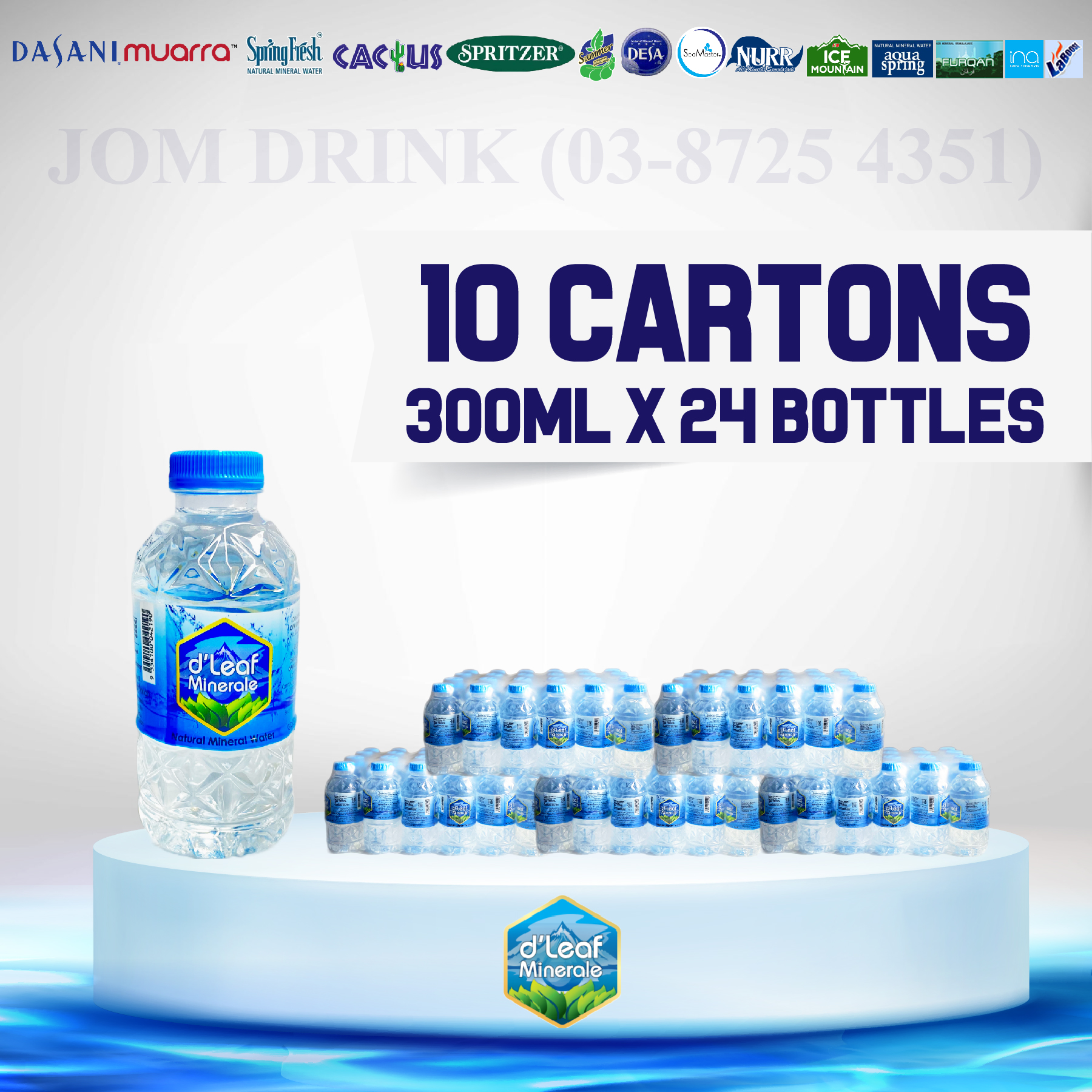 PACKAGES OF 10 BOXES : D’LEAF MINERALE MINERAL WATER 300ML